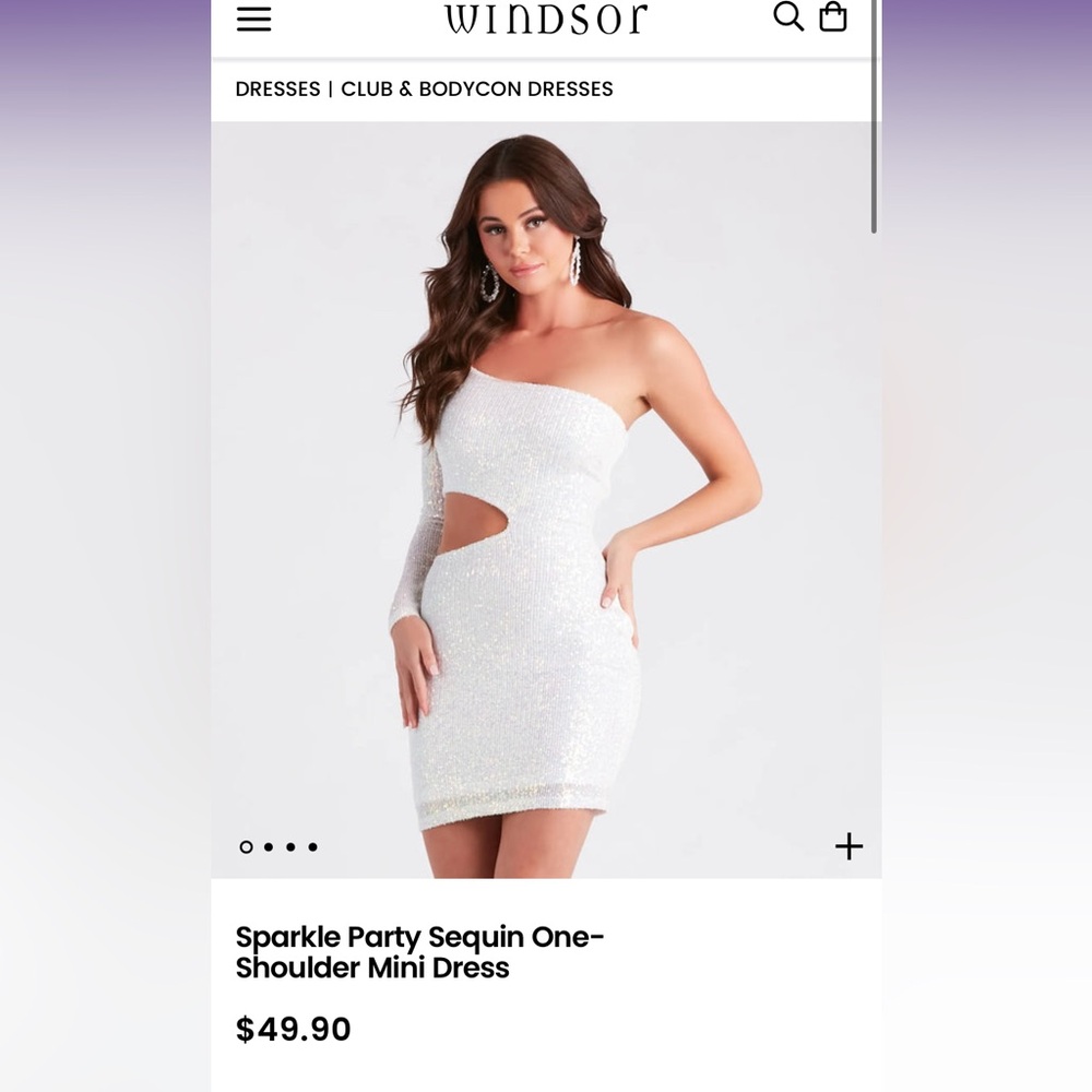 Windsor White Sequin One Shoulder Dress🤍 | SIZE SMALL
